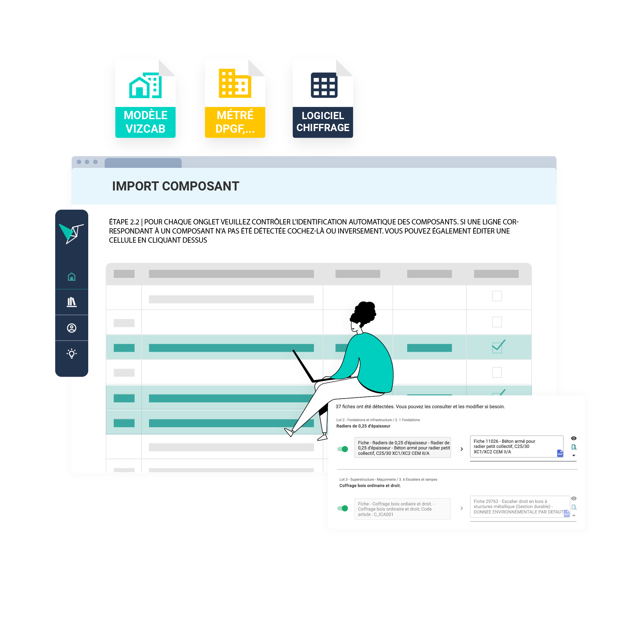 Vizcab : dashboard Eval import composant