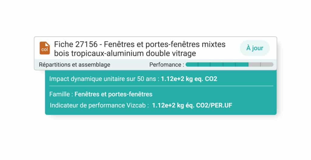 Vizcab : fiche score environnemental fenêtre bois FDES